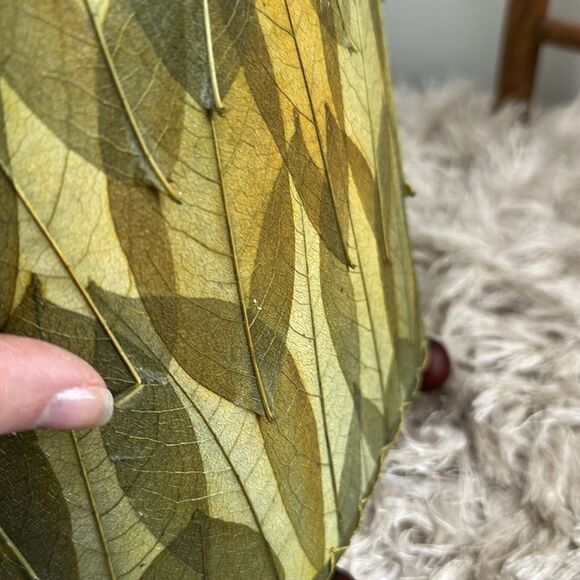 Green Guyabano & Cocoa Leaf Small Oval Accent Table Lamp Natural Boho - Picture 9 of 17